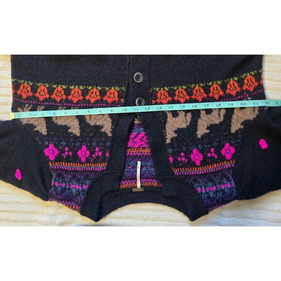 Free People Floral Wolf Janie Wool Blend Jacquard Cardigan Sweater - Picture 8 of 10